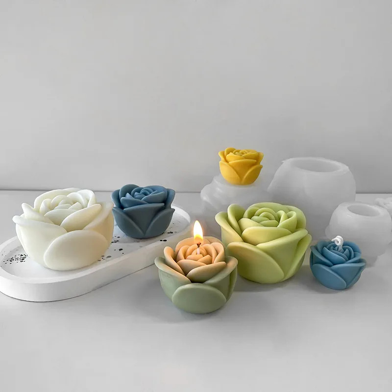 Valentine'S Day Flower Silicone Candle Mold 3D Peony Flower Soap Gypsum Craft Mo