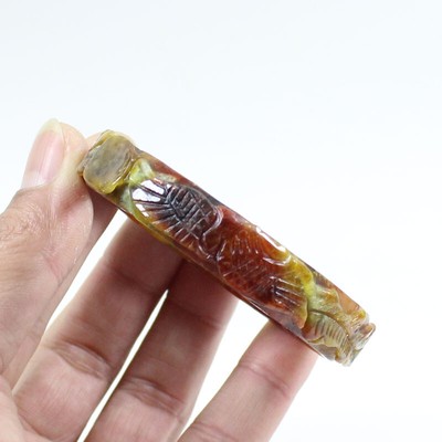 58mm Chinese Hand-carved Multi-color Jadeite Jade Gems Bangle Bracelet j6271
