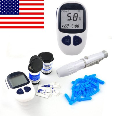 Blood Glucose Starter Kit Glucometer Sugar Monitor+ 50 test strips Home Care【US】