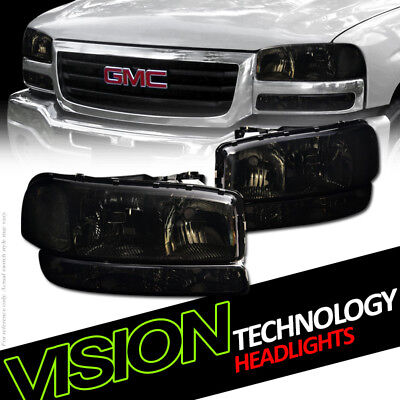 Smoke Tint Headlight+Parking Bumper Lamp Nb For 99-06 07 GMC Sierra/00+ Yukon Xl