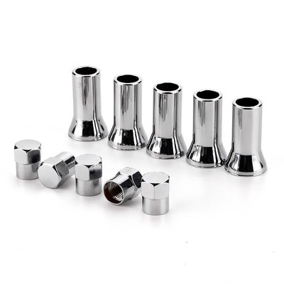 4x Silver Chrome Valve Stem Caps Covers + Sleeves Chromies Car/Bicycle Tire