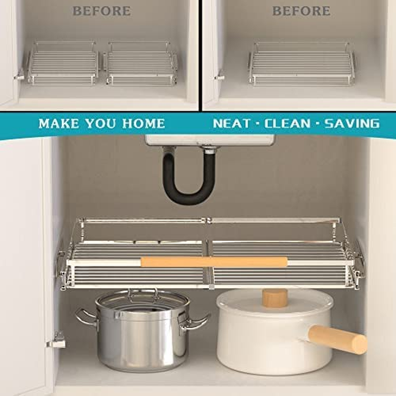 Pull Out Drawer Cabinet Organizer, Expandable Slide Out Storage Shelves - Heavy