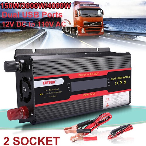 Power Inverter 3000 W 4000 W 6000 Watt 12V DC to 110V AC LCD Cable Car RV Solar