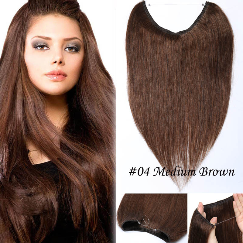 100% Remy Human Hair Extensions Invisible Headband Wire Hidden Weft Hair Blonde