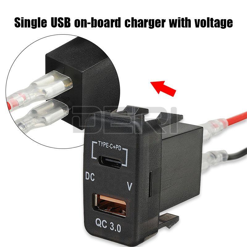 USB Car Charger Socket Type-C QC3.0 Port Voltmeter For Toyota Tacoma FJ Cruiser