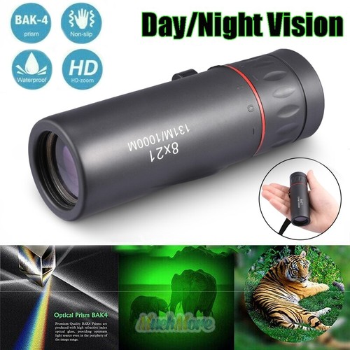 8X21 HD Zoom BAK4 Monocular Mini Telescope with Night Vision Outdoor Sightseeing