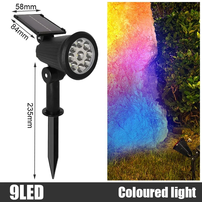 Garden 9 LED Solar Powered Light Adjustable Solar Spotlight Outdoor IP65 Waterpr