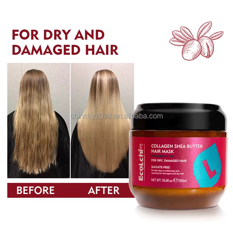 EcoLchi SHEA BUTTER HAIR MASK Boosting Hair Repair Mask Deep Conditioning 550ml