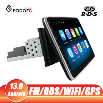 Single 1 DIN Car Stereo Radio Rotatable 10.1'' Android 13 Touch Screen GPS Wifi