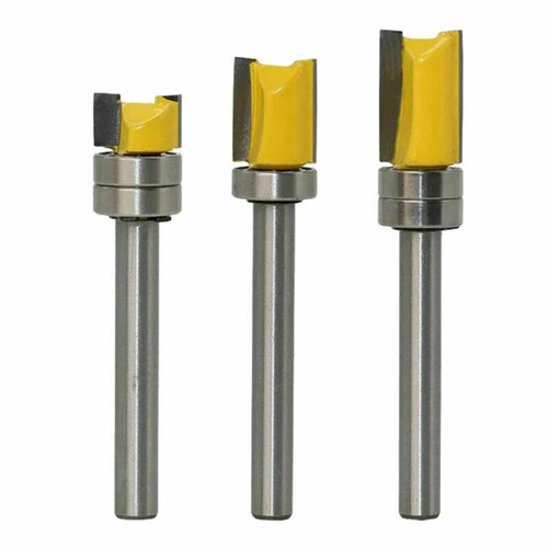 3 tlg Bündigfräser mit Kugellager aus Hartmetall, Schaft 6mm