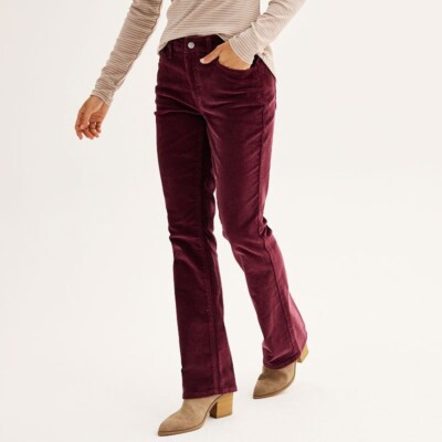 Sonoma Bootcut Corduroy Pants Womens 4 Plum Stretch NEW