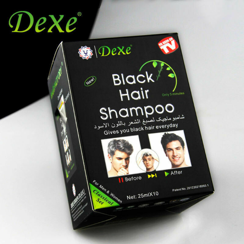 10pcs Bag Dexe Black Hair Shampoo Dye Hair Color Easy Use Just 5