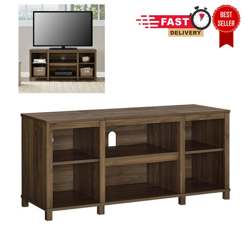 Media Console Table Storage Unit Rack Shelves Vintage For Tv