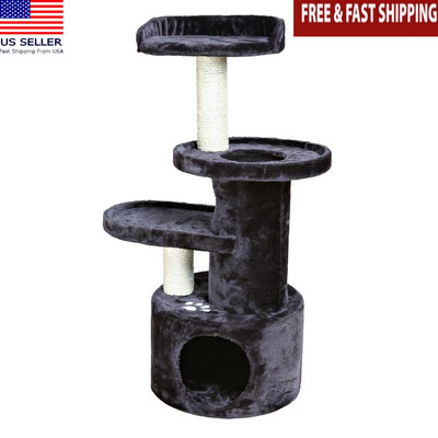 3-Level 41.3''Cat Tree Tower Activity Center with Scratching Posts & Condo Gray