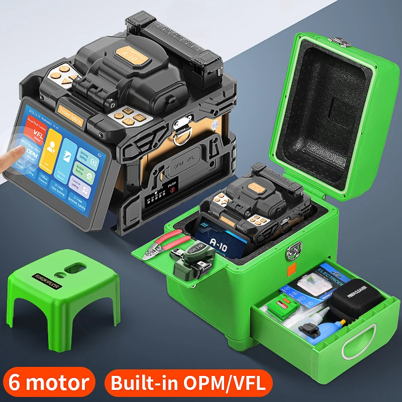 A-10 Fully Automatic Fiber Fusion Splicer Six Motors Multilingual Touch Screen F