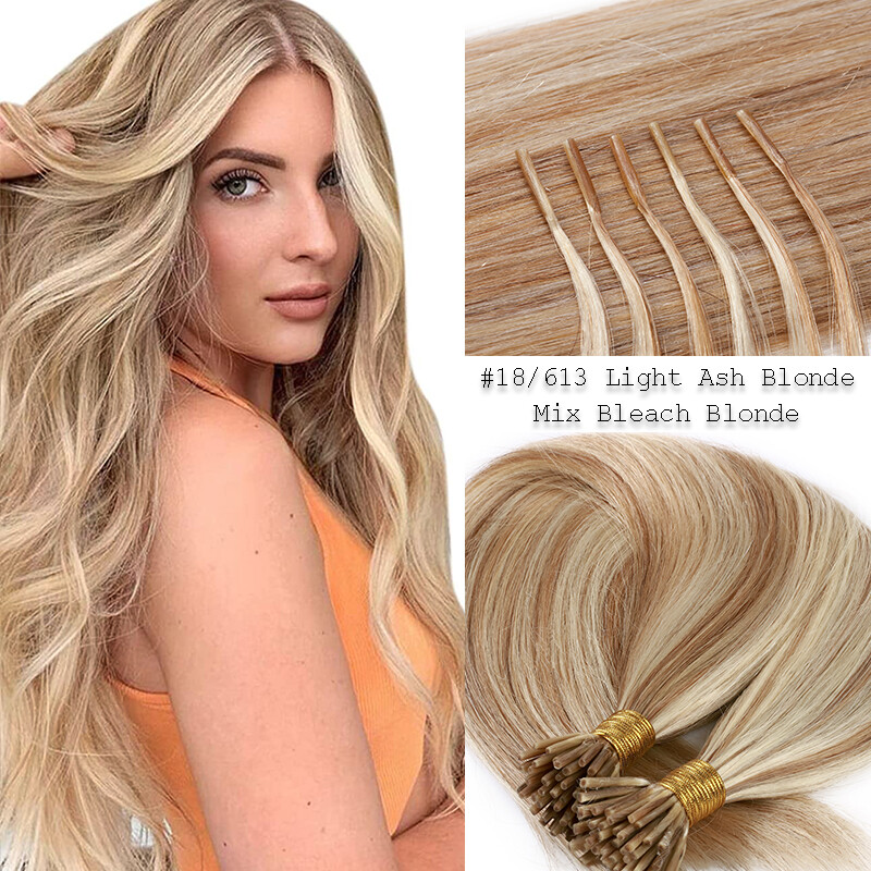 I Tip Remy Human Hair Extensions Cold Fusion Pre Bonded Keratin Stick In Hair