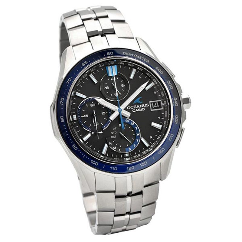 Pre-owned Casio Oceanus Ocw-s7000-1ajf Manta Titanium Bluetooth Chrono Men Watch Japan