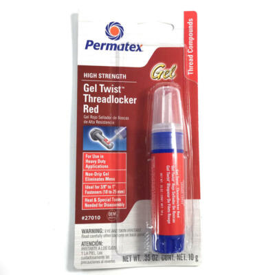 Permatex Thread Locker 27010; Red, High Strength, .35oz Gel Twist