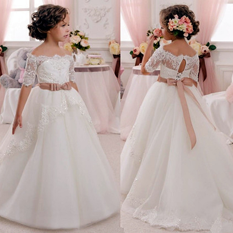 New Lace Tulle Tutu Flower Girl Dress Wedding Easter Junior