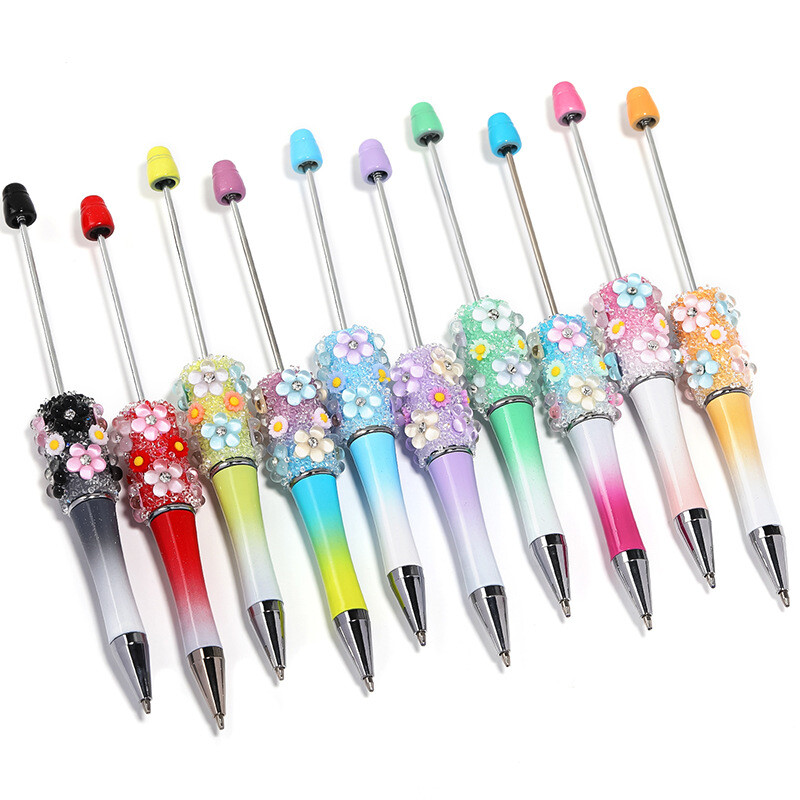 5PCS Strass Fleur Perles Stylo Fait à la Main DIY à Bille École Fournitures