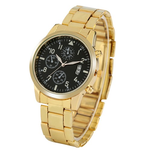 Casual Men Watch Luminous Hands Date Quartz Wrist Watch Steel Bracelet Strap