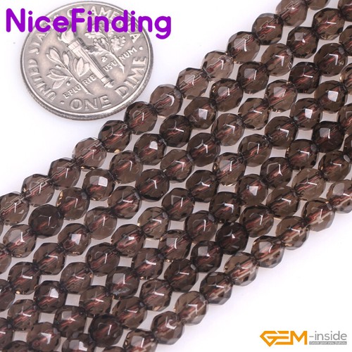 Natural Round Faceted Smoky Quartz Gemstone Loose Beads For Jewelry Making 15