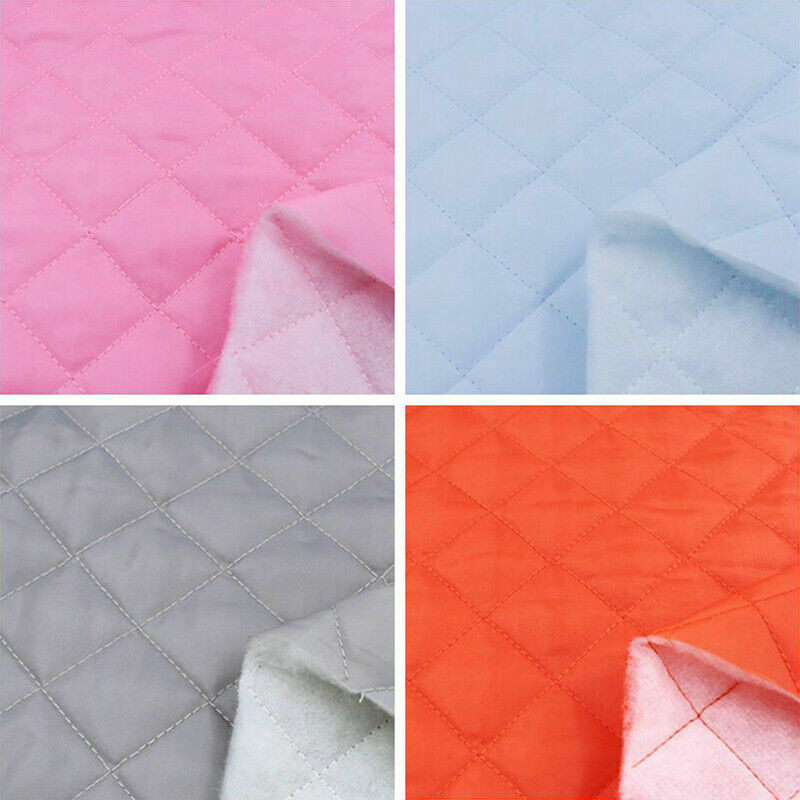 Quilted Polycotton Fabric Solid Nylon Padded Backed Diamond Shape Stitching DIY