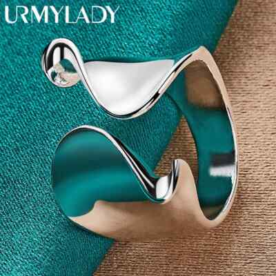 URMYLADY 925 Sterling Silver Smooth Ring For Women Fashion Simple Jewelry