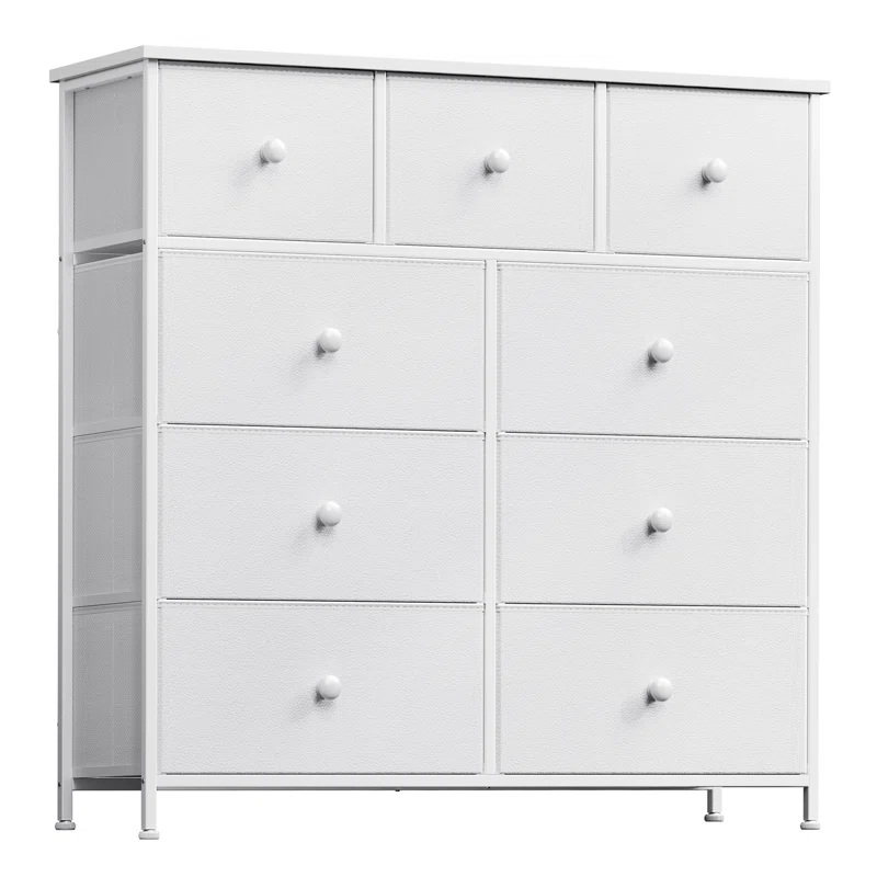 Ojaswi 9 Dresser Chest of Drawers Wide 39'' Easy-Pull Fabric & Wood with Top
