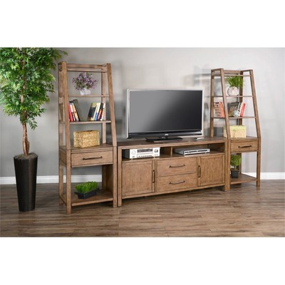 Sunny Designs Doe Valley 72" 1-drawer Wood Entertainment Pier in Taupe Brown
