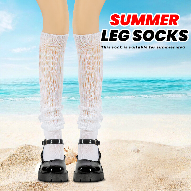 Women Bubble Loose Slouch Long Leg Socks Japanese School Cute Summer Retro