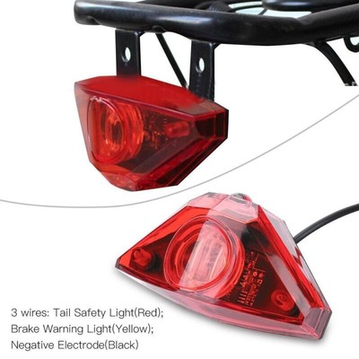 Electric Bike Scooter Rear Tail Safety Light Cycling E-bike Brake Lamp