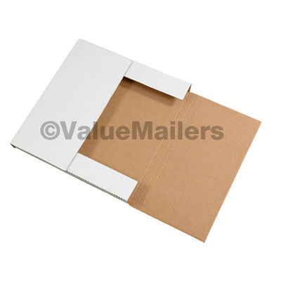100 - 12 1/8 x 9 1/8 x 2 White Multi Depth Bookfold Mailer Book Box Bookfolds