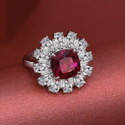 Elegant Women Ring Anniversary 925 Silver Cubic Zircon Jewelry Sz 6-10