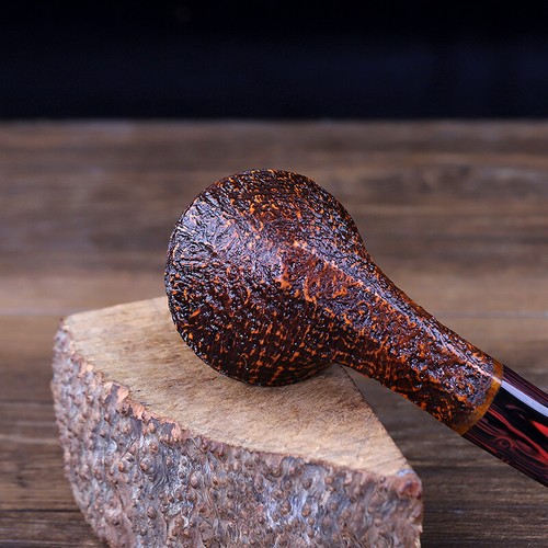 Sandblasted Briar Bulldog Pipe Handmade Freehand Tobacco Pipe Vulcanite Stem