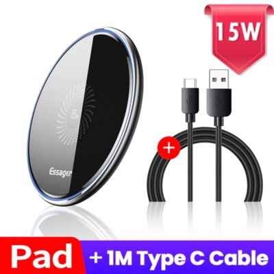 Wireless Qi Fast Charger Pad 15W Induction Charging For Samsung iPhone Xiaomi X
