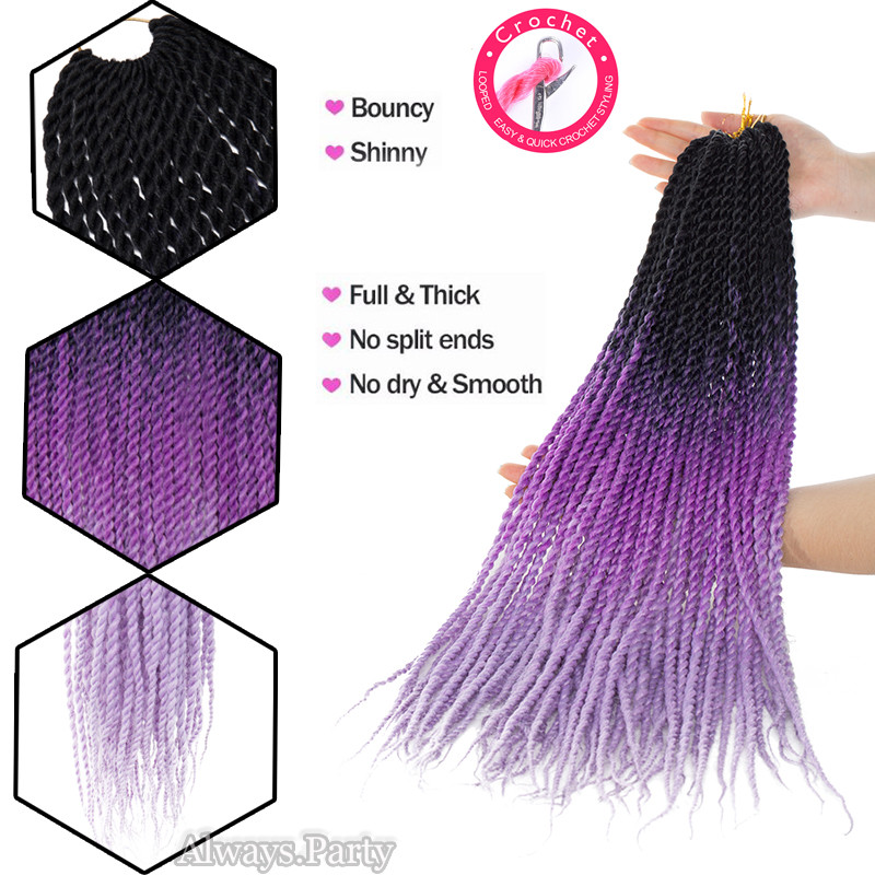 24 Inch Senegalese Twist Havana Braids Hair Extensions Afro Braiding Grey Ombre