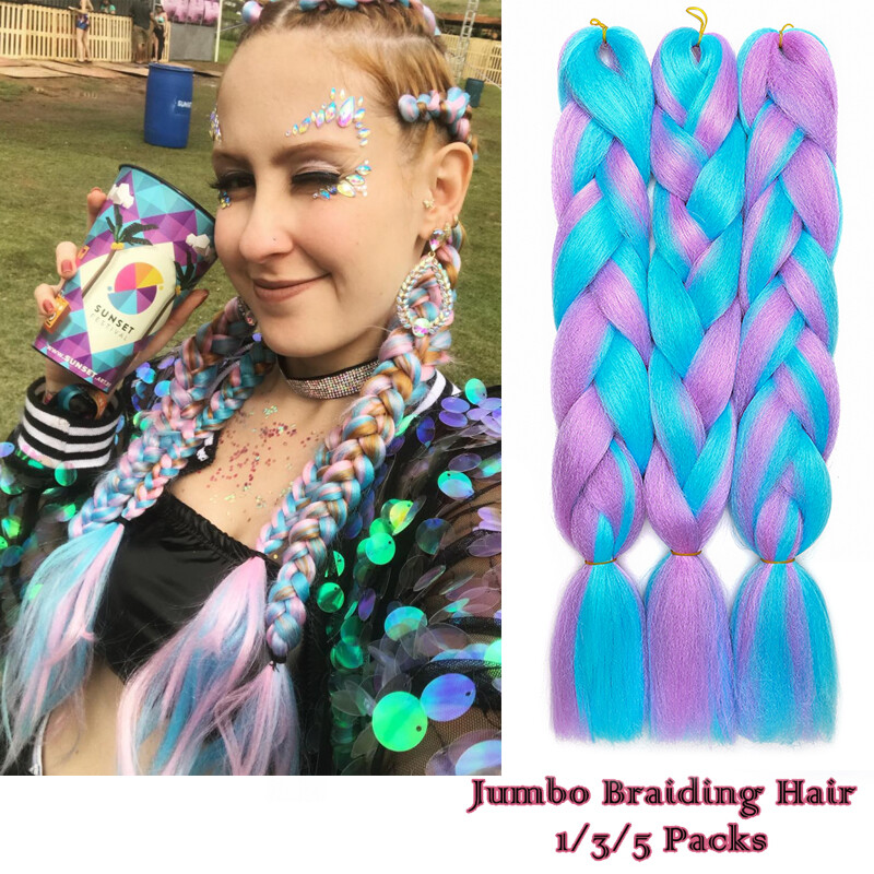 60 Big-color Jumbo Braiding Hair Extensions Braids Twist Ombre Kanekalons 24"