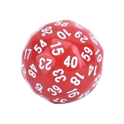 Dungeons & Dragons Dice Die Red White D60 60 Sided Sixty Sides Polyhedral DnD