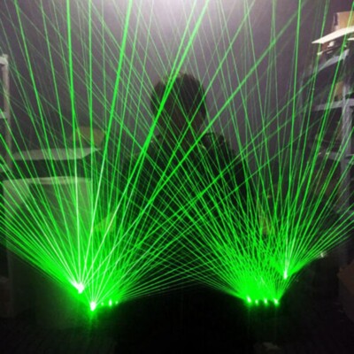 DJ Disco Party LED Laser Lighting Gloves Green Multi beam show laser gloves KTV