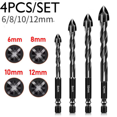 4pack Upgraded Eccentric Four-Flute Drill Bit for Ceramic,Glass,Marble,and Metal