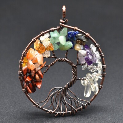 7 Chakra Life Tree Crystal Wisdom Tree Handmade Ancient Red Copper Life Tree 1pc