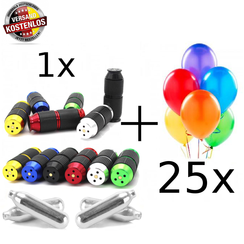 1x Entkapsler + 25x Ballons Sahnekapseln Öffner Cracker Sahnespender Ballonparty