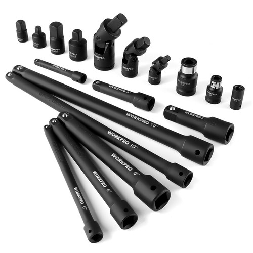 WORKPRO 18-PCS Drive Tool Accessory Set 1/4"&3/8"&1/2" Socket Adapter Extensions