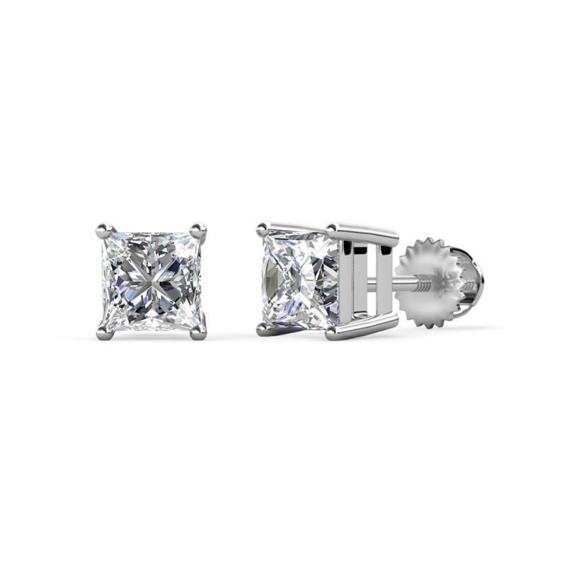 Pre-owned Trijewels Diamond Four Prong Solitaire Stud Earrings 0.75 Ctw In 14k Gold Jp:64215 In G-h