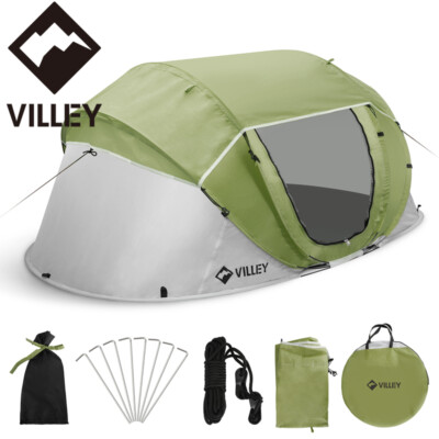 VILLEY 4 Persons Pop Up Tent Waterproof Automatic Lightweight Camping Beach Tent