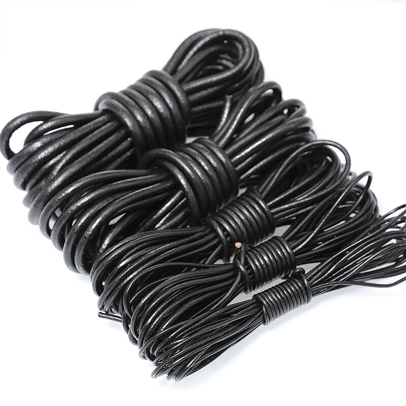 5M Genuine Real Leather Round Cord Band Rope DIY Necklace Bracelets Sew Crafts