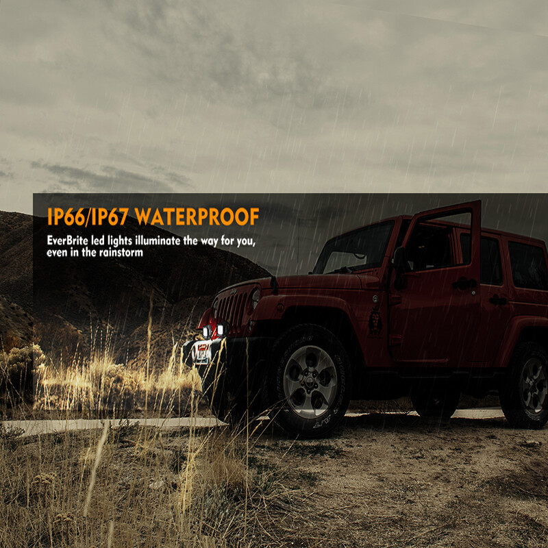 EverBrite 2PCS 4-Inch Led Pods 60W Off Road Light Pods 6 Mode White Amber Strobe