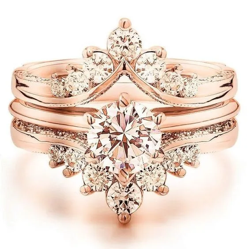 Gorgeous 18K Rose Gold Natural Morganite Gemstone Engagement Ring with Diamond Vintage Stackable Wedding Bridal Ring Set Jewelry Size 6 7 8 9 10