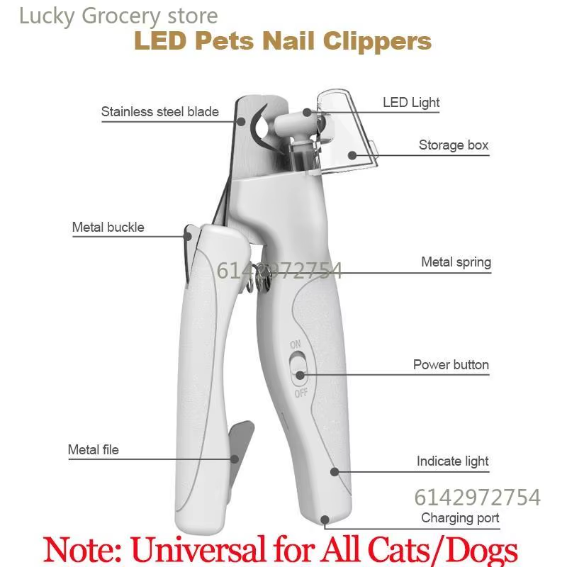 Coupe‑Ongles Animaux LED – Coupe Précise Chien Chat avec Lumière Sécurité